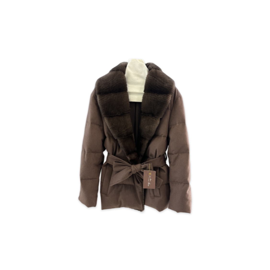 L0r0 P1ana mink collar belted down jacket